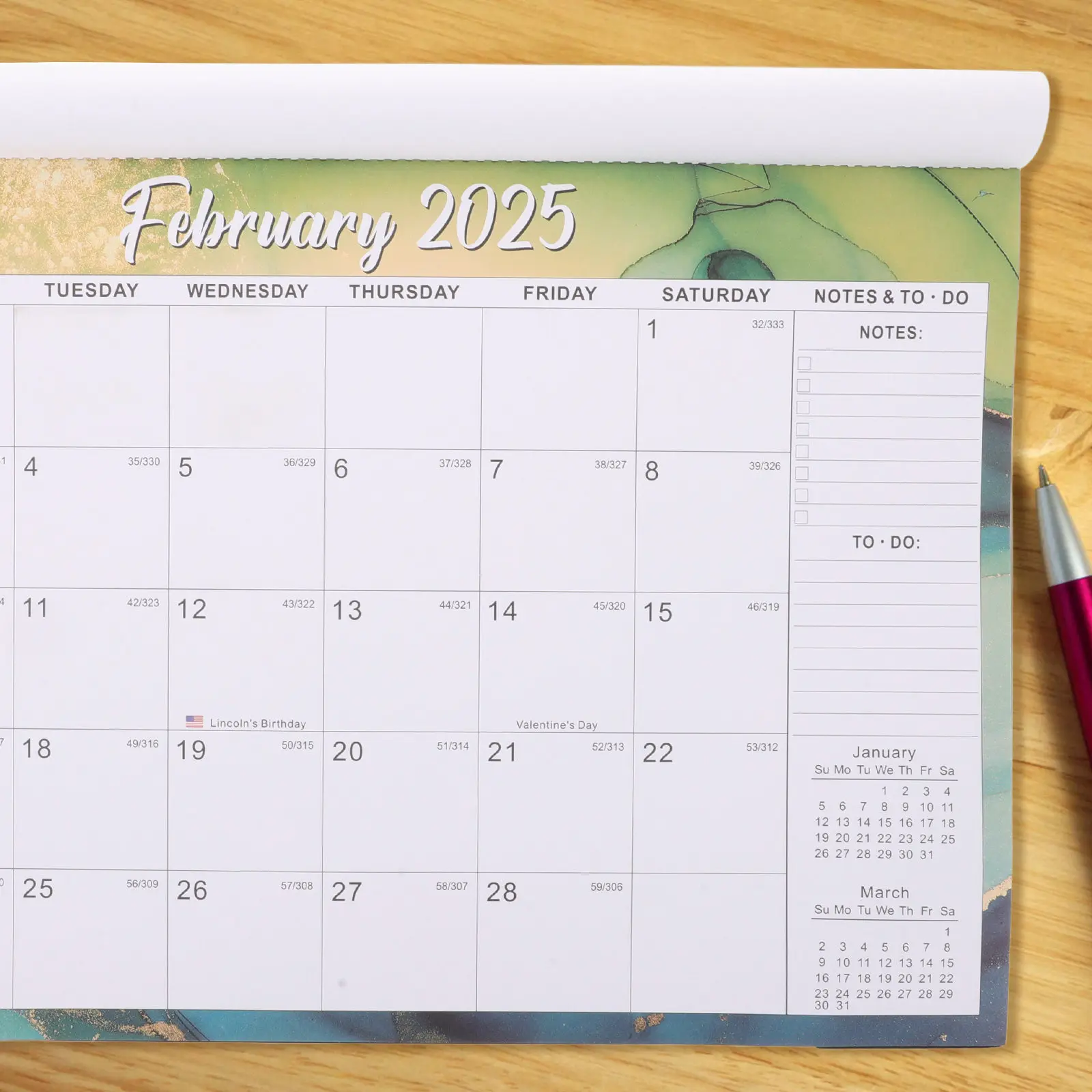 2025-2026 Wall Calendar Hanging Monthly Noting Calendar Two-Side Offset Paper Sturdy Lightweight Perforated Design for Home