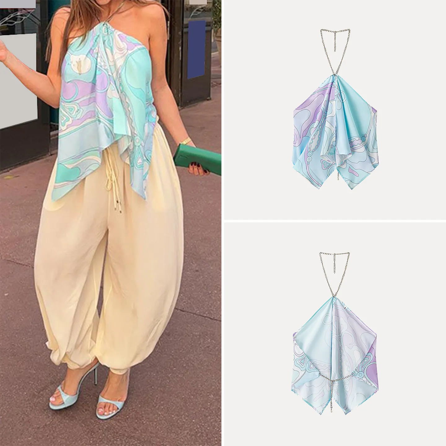 

Women's Casual Sle Printed Svel Top Versatile Autumn Winter Faion Trend Abstract Pattern Ne Hanging Design