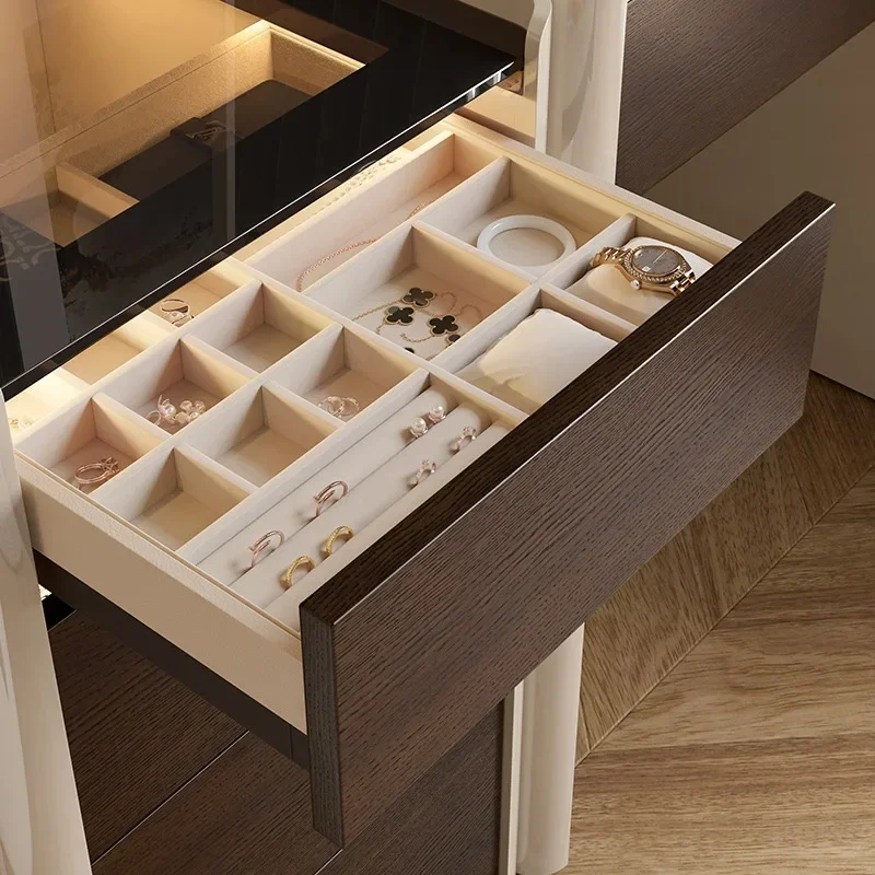 

Комод для макияжа с 8 ящиками. Современный деревянный комод с зеркалом и подсветкой для спальни.