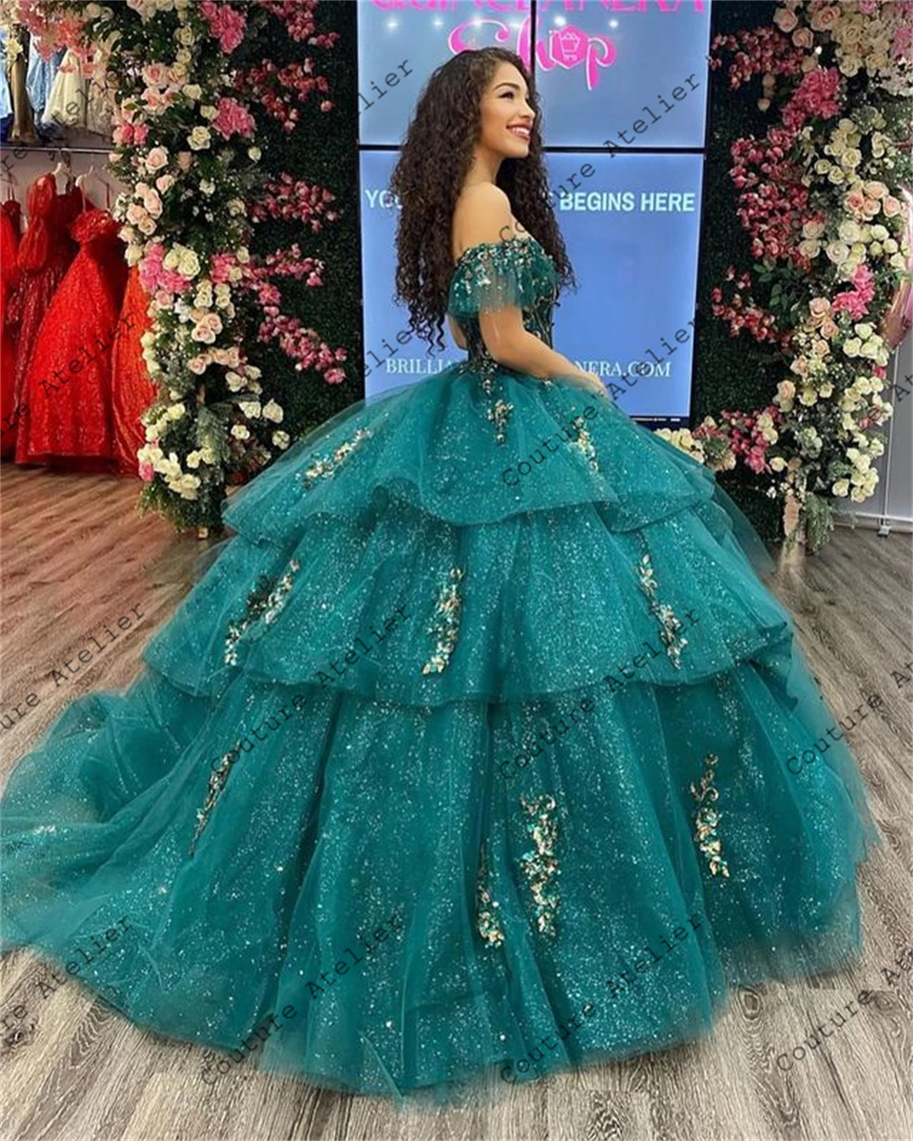 Vestidos de quinceañera brillantes con hombros descubiertos, vestido de baile con volantes, vestido de cumpleaños con cordones, 16 vestidos de quinceañero de 15 años