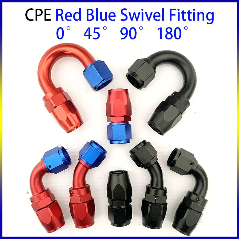 

CPE AN4 AN6 AN8 AN10 AN12 Hose Ends Fitting Aluminium Black Fittings Adapter Oil Fuel Pipe Reusable Fitting 0/45/90/180 Degree