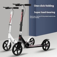 Foldable Kick Scooter Adjustable Handlebars Dual Brake System Portable Scooter for Kids Teens Adults Commute Travel Outdoor