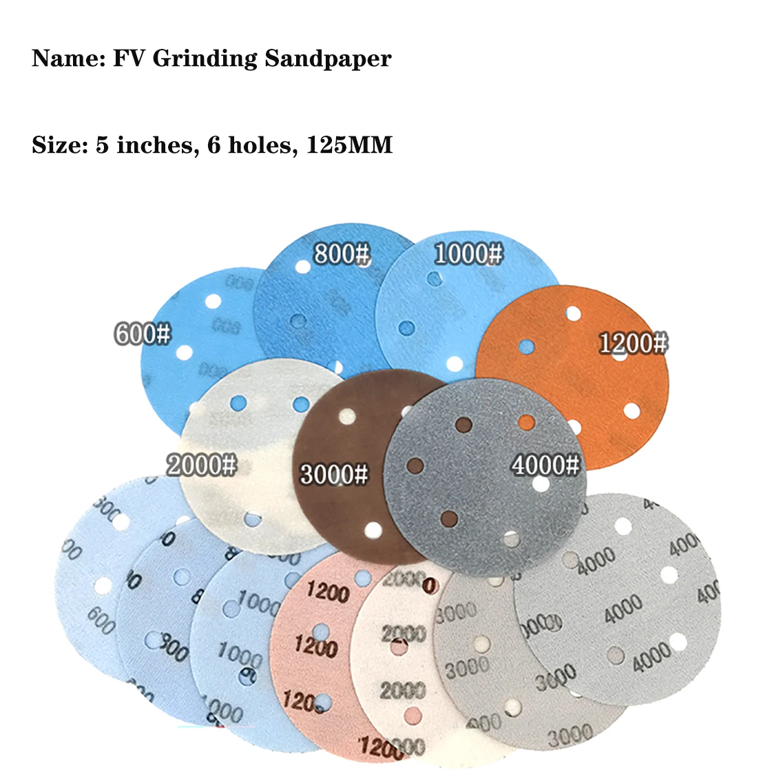 1Pcs 5-Inch 6-Hole FV Soft Film Sandpaper Polishing For Car Beauty Paint Repair And Polishing 125mm Self-Adhesive Dry Grinding