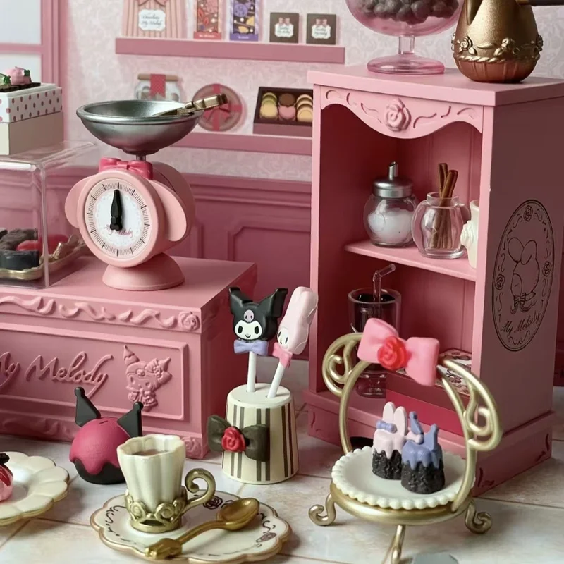Kuromi – atelier de chocolat Dim Sum, série de magasin de gâteaux et desserts, boîte aveugle, Mini figurine d'action Kawaii, modèle décoratif, cadeaux Surprise pour filles