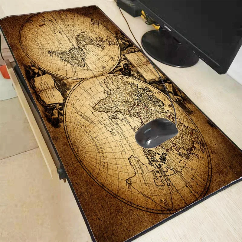 MRGBEST 2020 Old World Map Large Gaming Lock Edge Mouse Mat Keyboard Desk Table Mat Gamer Mousepad for Laptop Notebook Lol Csgo