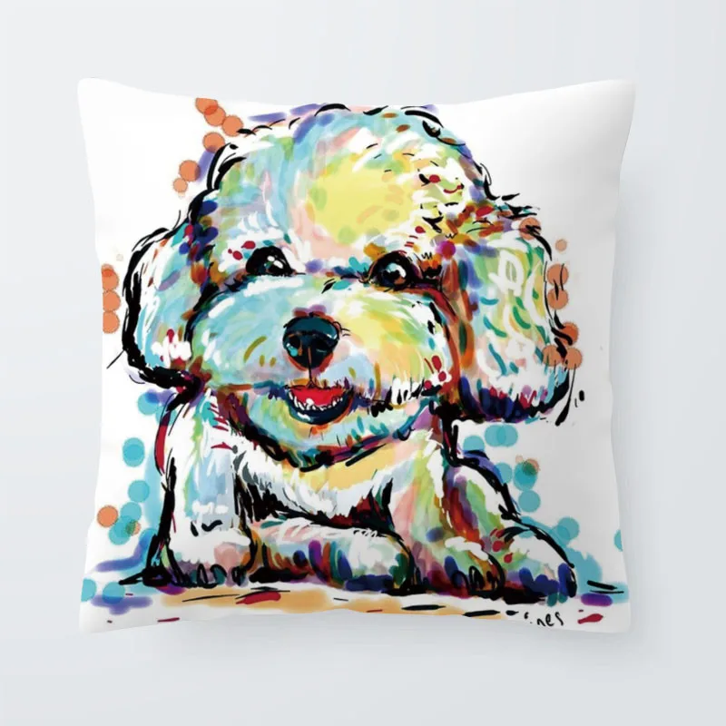 Dachshund Dog Schnauzer Animal Cushion Golden Retriever Pillow Case Vintage Toss Pillow 45X45Cm