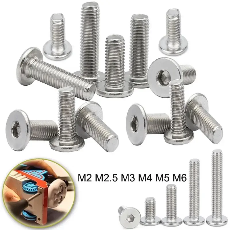10-50pc 304 Stainless Steel Inner Hex Screws Flat Bevel Hexagon Socket Machine Screw Bolt Fastening Nail M2 M2.5 M3 M4-M6