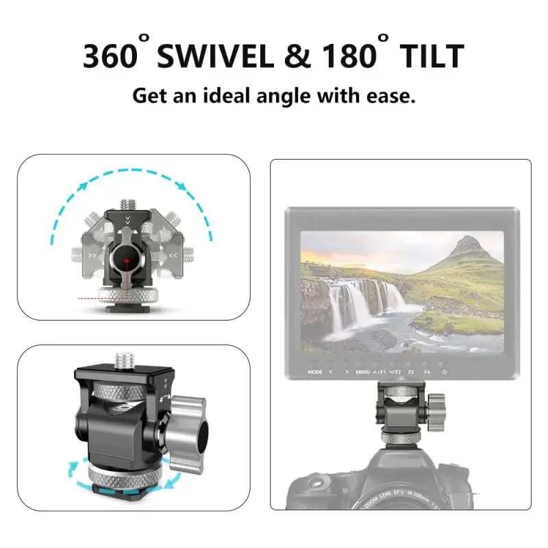 Soporte de cabeza de caracol ajustable de aleación de aluminio de 1/4 pulgadas para cámaras Slr, cámaras universales sin espejo y accesorios de zapata fría