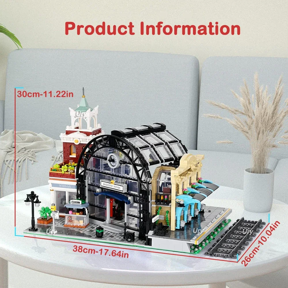 City Street View-décennie s de construction MOC 89154 pour enfants, idées de créateurs de gare, maison LED, modèle d'architecture modulaire, jouets cadeaux