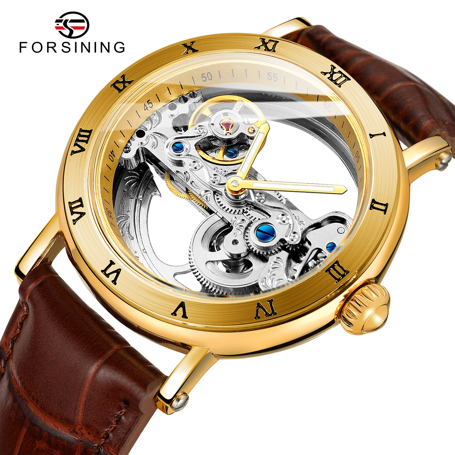 2026 Originele Luxe Stalen Skelet Tourbillon Automatische Horloges Heren Lederen Mechanische Waterdichte Lichtgevende Elegante Pols Horloge