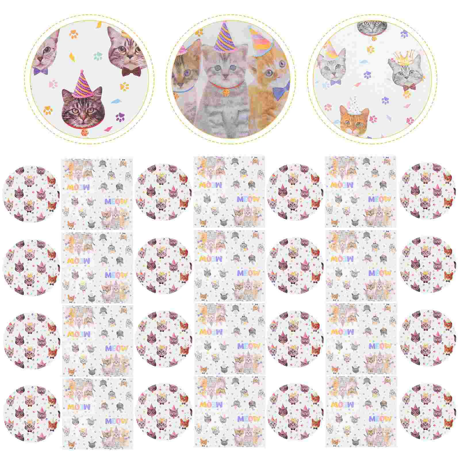 Cat Themed Birthday Party Supplies Paper Plates Kitten Decorate Dinnerware+sets Decorations