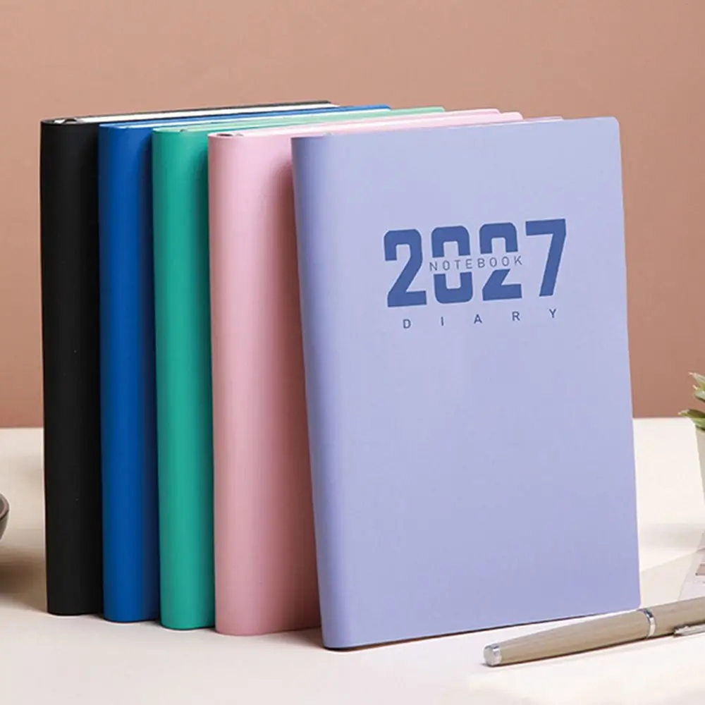 Portable A5 2027 Schedule Book Planner Reminder Textured PU Daily Planner Book To Do List Agenda Book Gift Giving