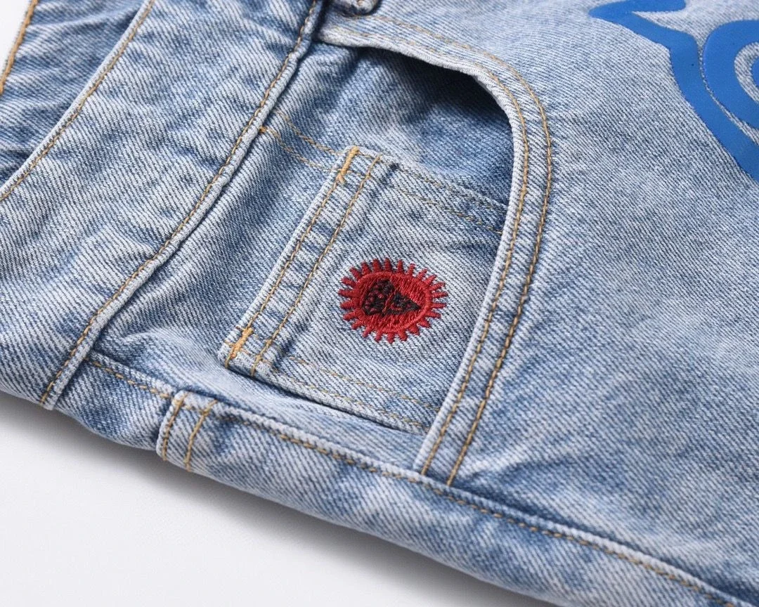 Amerikanische Denim-Shorts für den Sommer 2024, trendige personalisierte bedruckte Hundeshorts, Dreiviertel-Hosen, sportliche, trendige Streetwear-Shorts