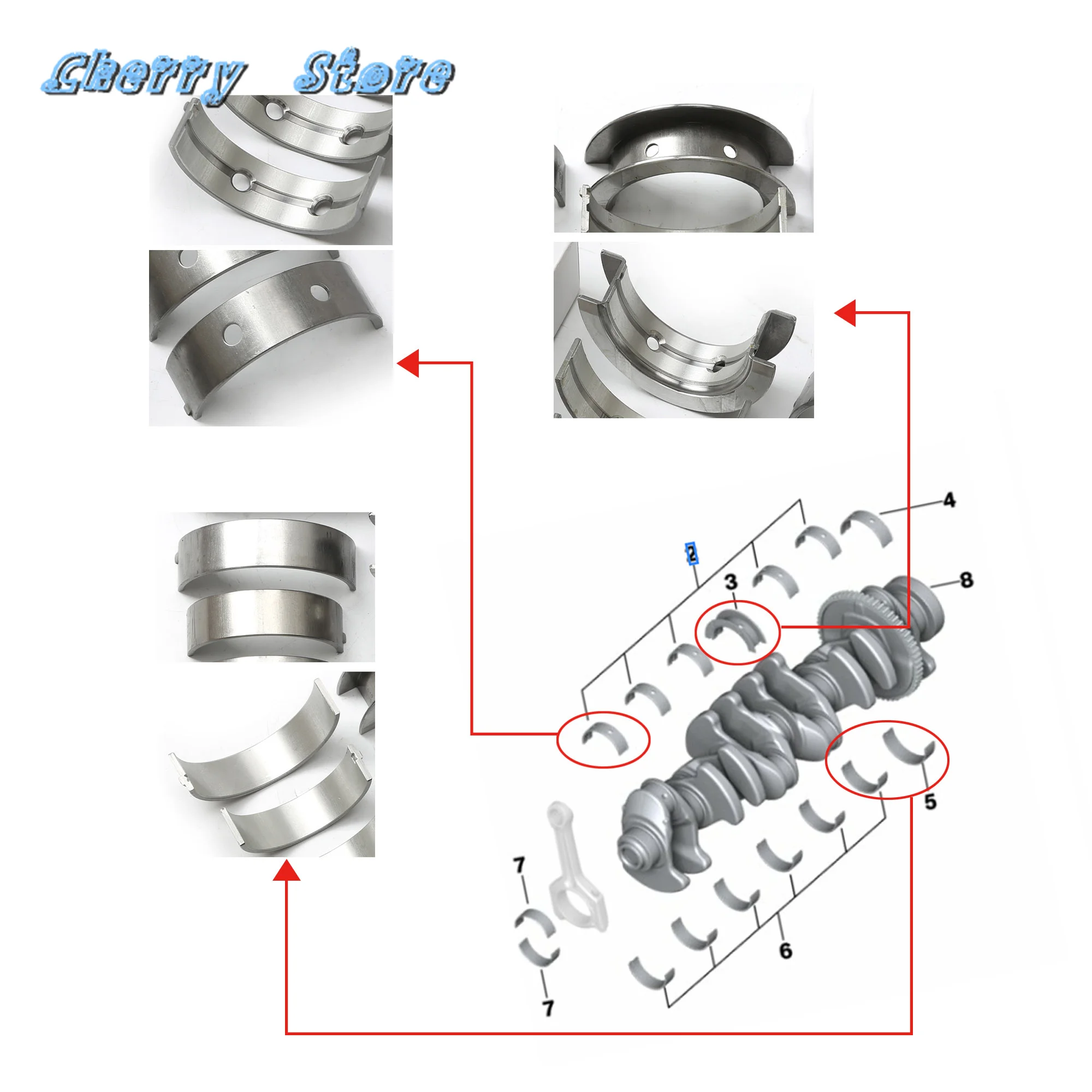 Engine Crankshaft Bearings Kit Oversize 0.25MM For BMW N46 N45 N43 N42 E87 LCI E90 X1 E84 X3 E83 Z4 E85 11218605856 11217580992