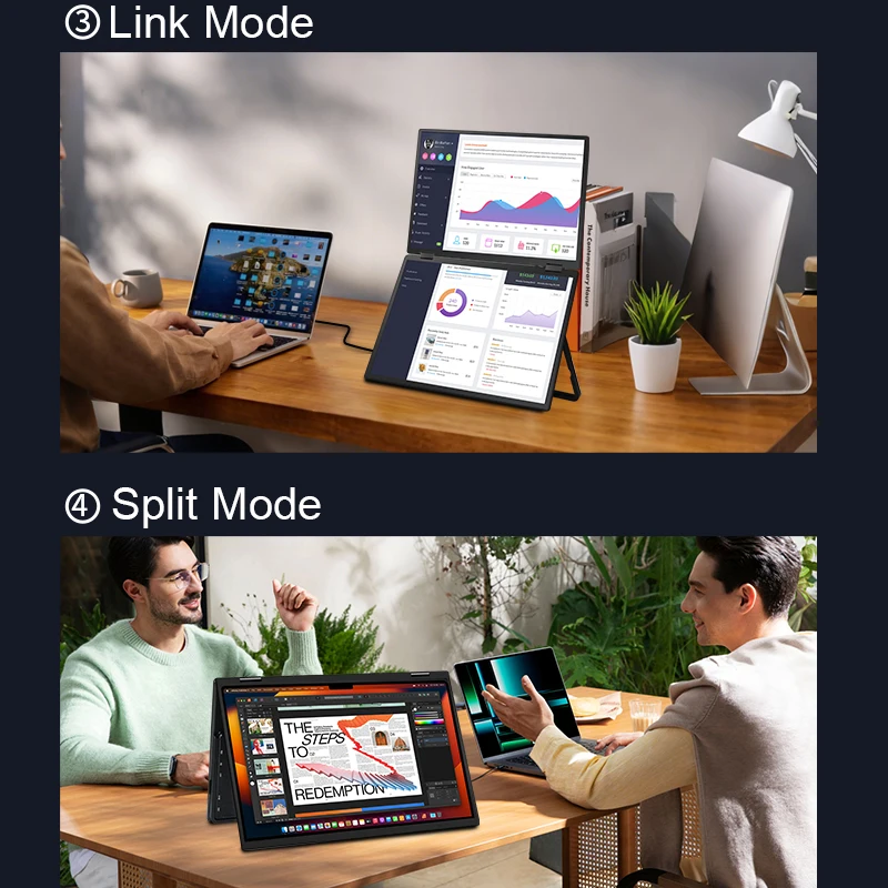 2025 Прямая продажа с фабрики, двойной 16-дюймовый складной сложенный экран, ЖК-панель, портативный удлинитель монитора для ноутбука