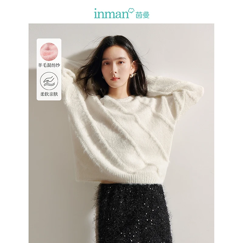 INMAN Soft Women's sweater 2024 Autumn Knitwear long-sleeve thin Pullover knit top