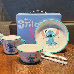 Disney Stitch Ceramic Home Tableware Set Gift Box Cute Cartoon Winnie The Pooh Ceramic Dishes Spoon Chopsticks Cup Gift Box Gift