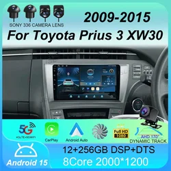Car Radio Android 15 Carplay For Toyota Prius 3 XW30 2009 - 2015 LHD RHD Multimedia Video Player Navigation GPS Stereo Head Unit