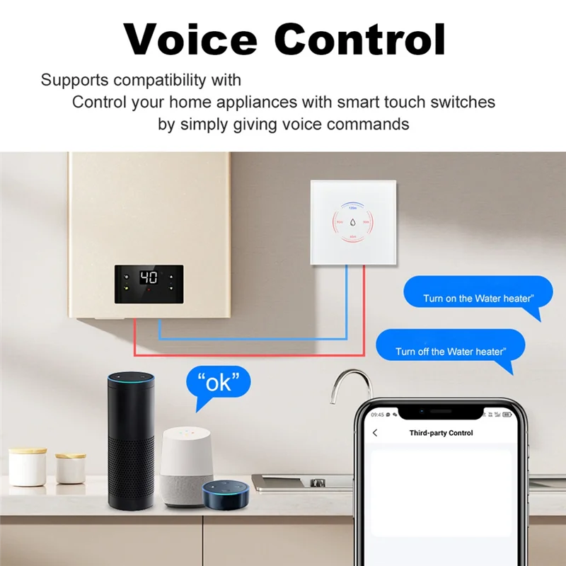 

Tuya EU Wifi Smart Water Heater Boiler Switch 40A 8000W Smart Life App Control Switch Works For Alexa Google Home-ABYA