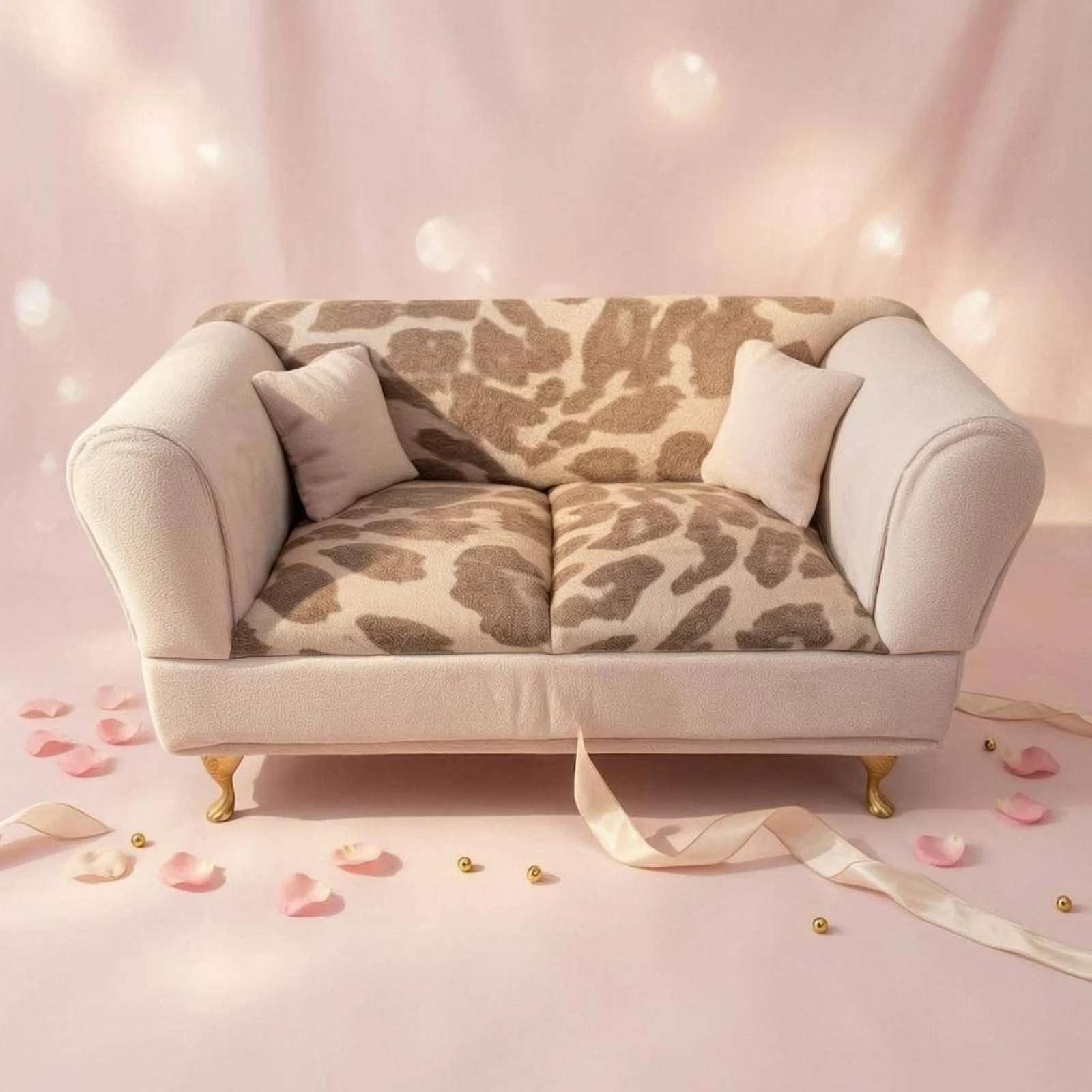 

Miniature Leopard-Print Sofa Velvet-Like Jewelry Box Decorative Furniture-Shaped Box Padded Home Decor Item Cushioned