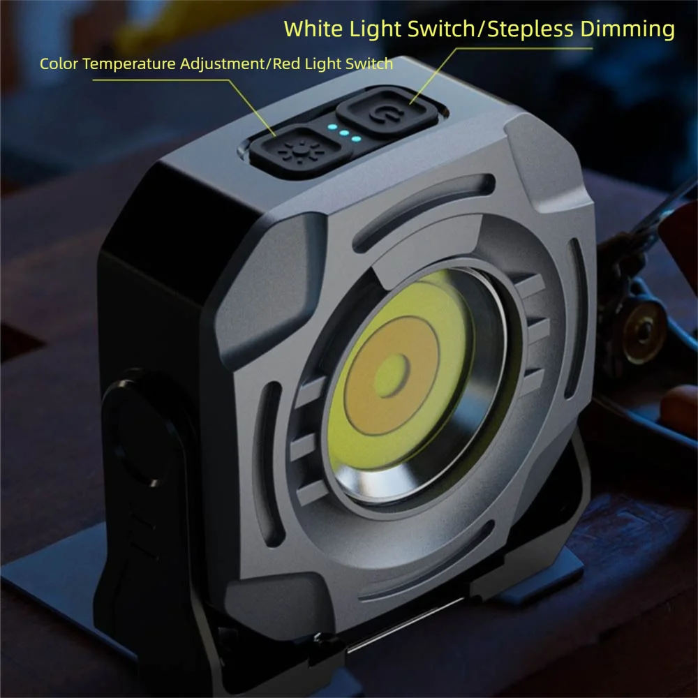 With Magnet And Hook Camping Flashlight Infinitely Dimmable Warning Light Keychain Work Light Waterproof Dual Switch Control