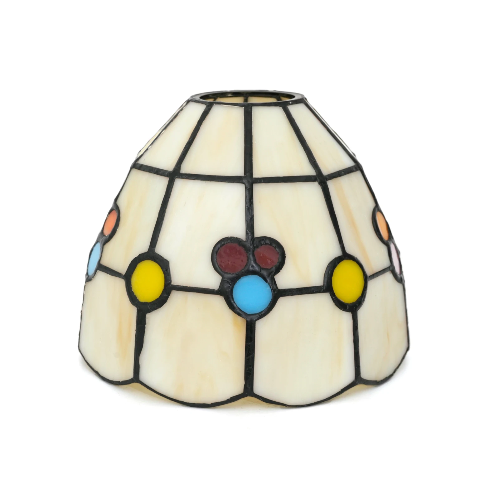 Floral Pattern Handmade Art Glass Lamp Shade Brown Stripe Blue Pink Petals Stained Glass Lampshade