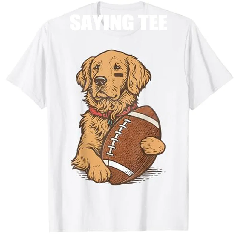 Golden Retriever Dog Football Game Day Touchdown Season T-Shirt Humor Funny Athletes Y2k Graphic Outfit Dog Lover Saying Tee Top