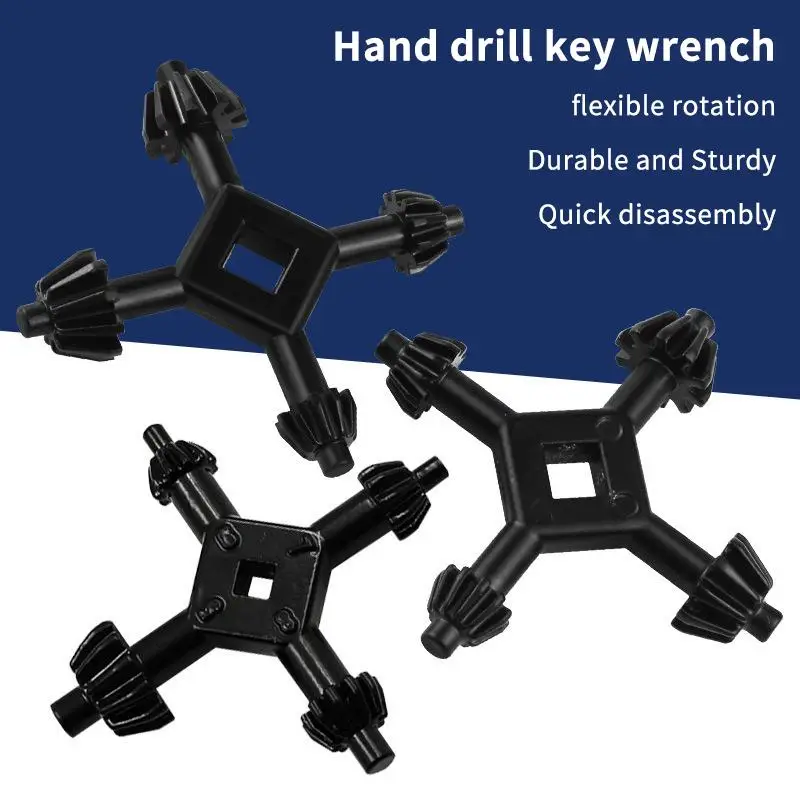 4 Way Universal Hand Drill Key Wrench Heavy Duty Sturdy Construction Flexible Rotation for Plumbing Repair Jobs