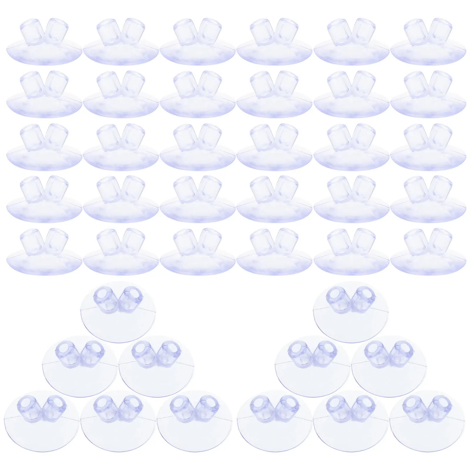 100 Pcs 35mm Transparent Suction Cups Double Hole Flagpole Holder Strong Grip Glass Desk Office Libraries Storage