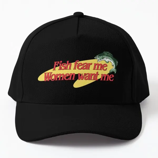 

Fish Fear Me Women Want Me Baseball Cap Hat Black Bonnet Hip Hop Casquette Summer Sport Snapback Fish Women Mens Casual Czapka