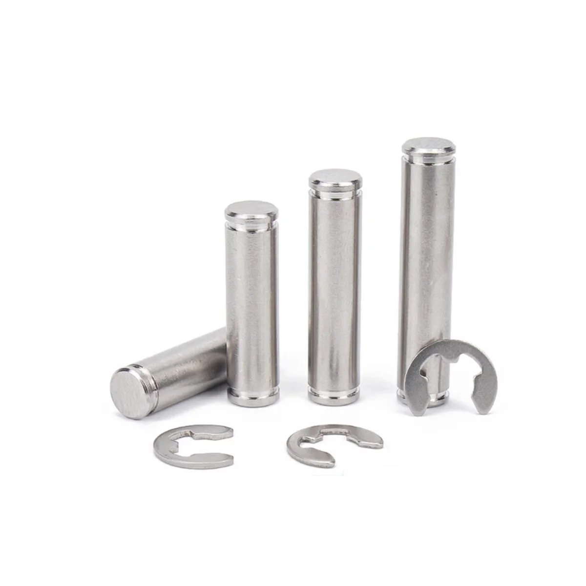 304 Stainless Steel Grooved Pin Shaft / Double Head Circlip Locating Pin With Retaining Ring / Cylindrical Pin Shaft M3M4M5-M12