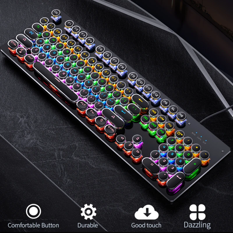 

Gaming Keyboards Wired Real Mechanical Keyboard with Interchangeable Axis Ergonomics 104 Keys Multimedia USB Punk Backlight