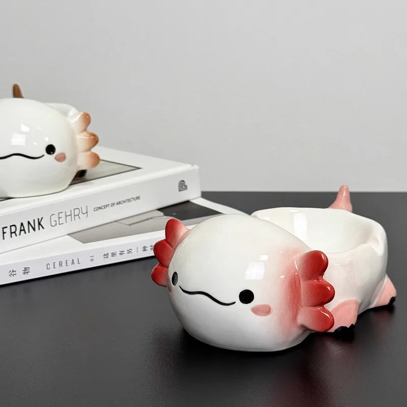 Cartoon Ceramic Ashtray Handmade Ceramic Cute Pet Ornament Painted Splash Proof Design Home Office Hotel Desktop Decoration Gift