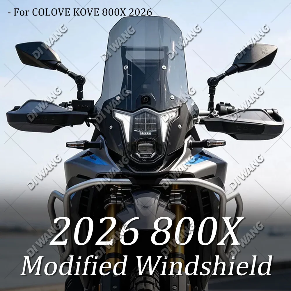 For 2026 COLOVE KOVE 800X Motorcycle Clear Heightened Windshield Chest‑Protection Wind Deflector Mod Accessories