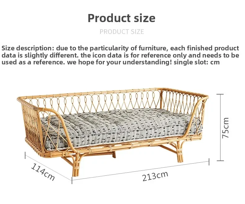 Household small apartment rattan bed living room multi-functional dual-purpose sofa bed ins