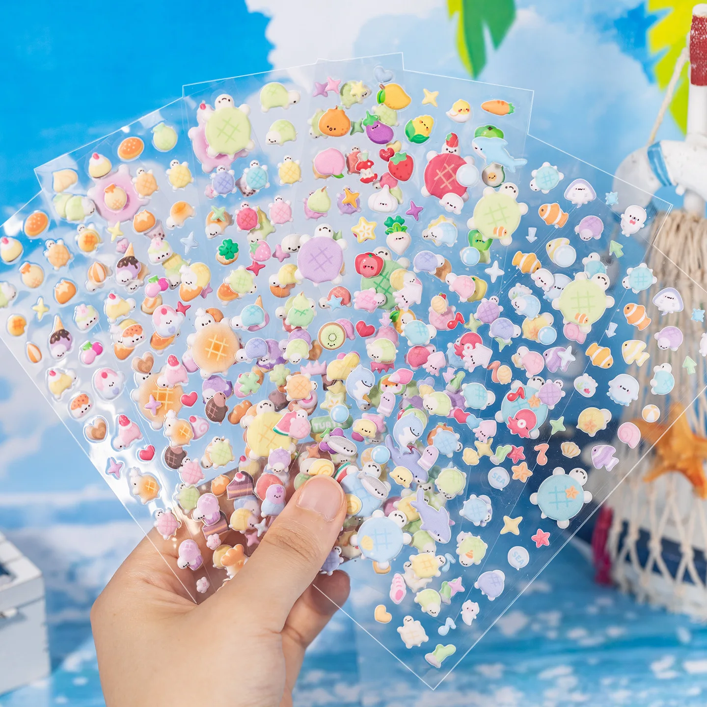 Kawaii Animals Fruit 3D Puffy Stickers Cute Cartoon Scrapbooking Sticker DIY Journal Stationery Sticker Deco Aesthetic Art