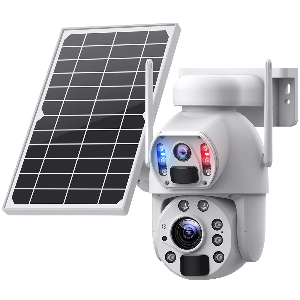 

For 20X Optical Big-Zoom 4G Outdoor Solar-Powered IP66 Metal Panel WiFi 6MP CMOS Pan-Tilt Dual-Lens AI Human-Detection CCTV