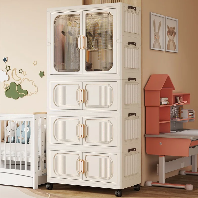 Collapsible Toddler Wardrobe in Mixed Colors – Large Storage Cabinet for Baby Clothes, Compact Organizer for Living Room & Bedro