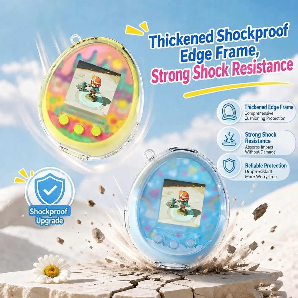 Clear Protective Case with Wings PC Hard Cover Skin Anti-drop Shockproof Replacement Shell for Tamagotchi Meets/Tamagotchi On