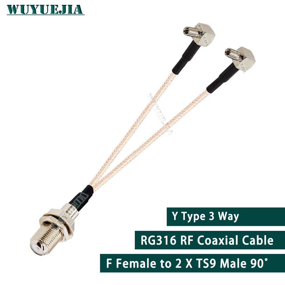 

F/TS9/CRC9 Y Type Cable 3G/4G Antenna Extension Cable F Female to 2x TS9 Male Right Angle Splitter Combiner RG316 Jumper Pigtail