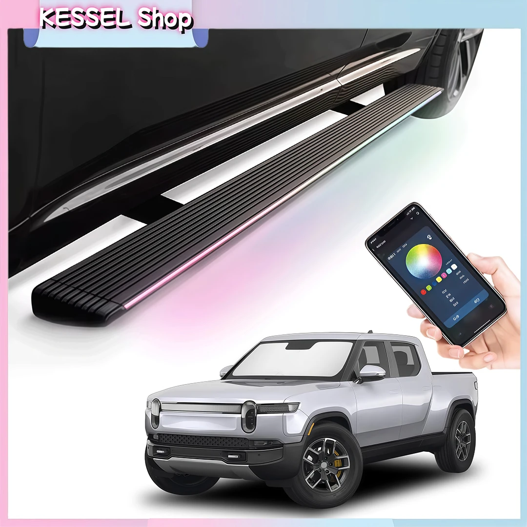 

Deployable Power Side Step with LED Light Electric Running Boards for Rivian R1T 2022-2025 2026 Retractable Truck Steps