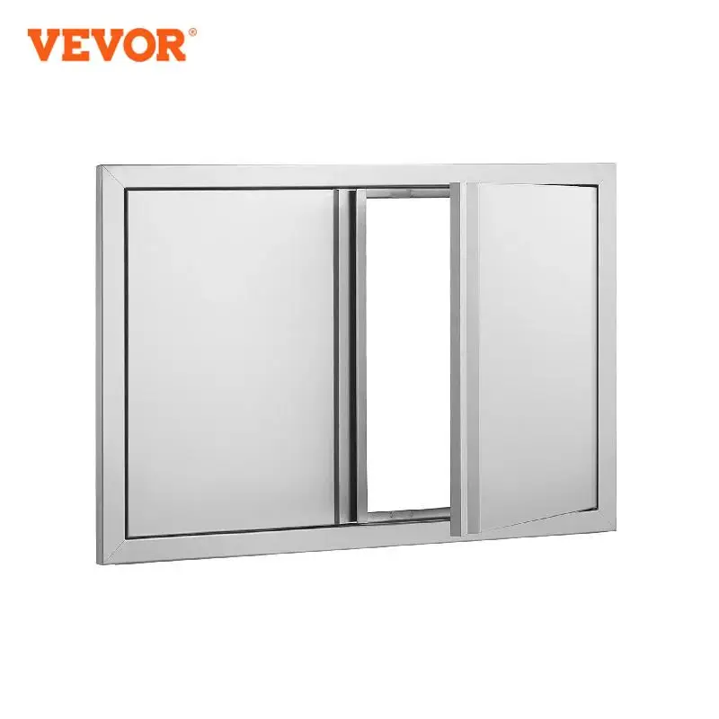 

VEVOR BBQ Access Door 28Wx19H Inch Double Outdoor Kitchen Door Stainless Steel Flush Mount Door Wall Vertical Door with Handles