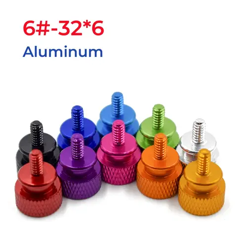 6#-32(M3.5)*6 Colorful Anodized Aluminum Computer Case Screw Step Thumb Screws Knurled Hand Bolts