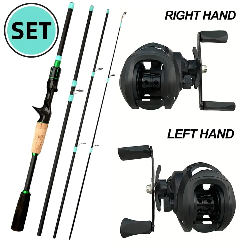 5/4 Abschnitte Ultraleichte Carbon Reise Angelrute Combo ML Power Lure Pole mit 18+ 1BB Baitcastingrolle Max Drag 8KG Pesca