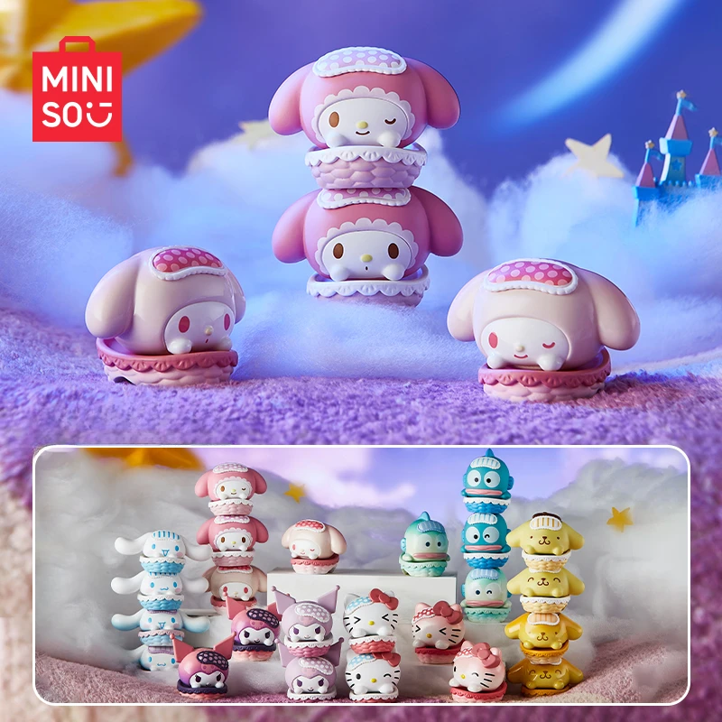 MINISO Blind Box Sanrio Cradle Dream Series Stacked Toys Pompompurin Kuromi Hello Kitty Cinnamoroll My Melody Birthday Gift