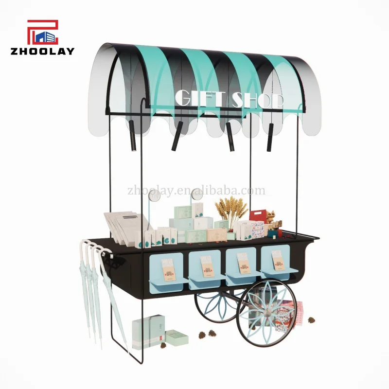 custom.Business Stall Shop Stand Portable Food Snack Beverage Sales Handcart Mobile  Commercial Market Event Cart
