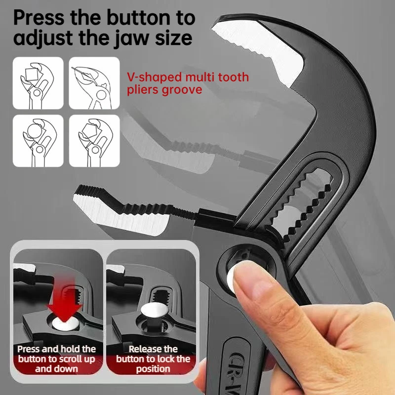 Multi Functional Quick Clamping Pliers, Large Opening 7-inch/10 Inch/12 inch Adjustable Pipe Pliers, Eagle Beak Water Pump