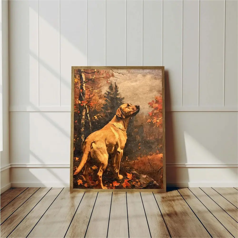Vintage Dog Oil Poster Hound Jungle Hunting Prints Canvas Wall Art Pictures Home Living Room Autumn Decoration