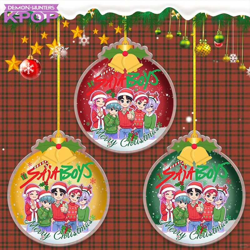K-Pop شيطان الصيادين طبقة مزدوجة الاكريليك 8 سنتيمتر قلادة الديكور شجرة عيد الميلاد القطعة الكرتون رومي ميرا زوي مهرجان الأسرة