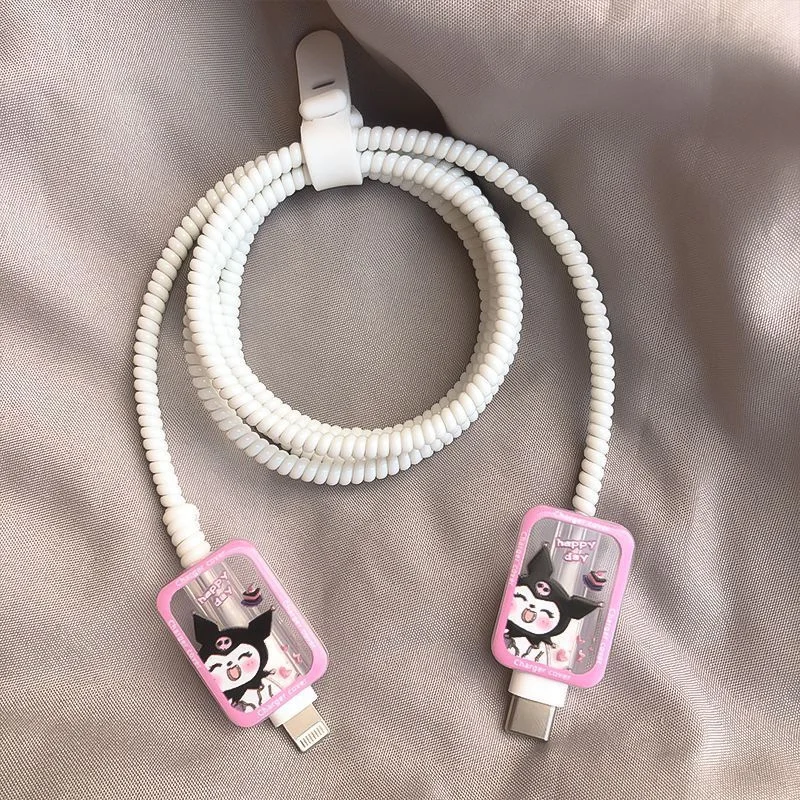 Sanrio Kuromi การ์ตูนสําหรับ Universal Data Cable Winder Apple Samsung Charger Cable Protector 18W 20W Charger Winder ป้องกัน